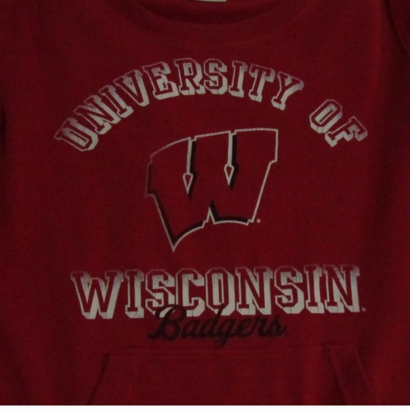 PINK Wisconsin Badger Distressed Sweatshirt M - Picture 2 of 6